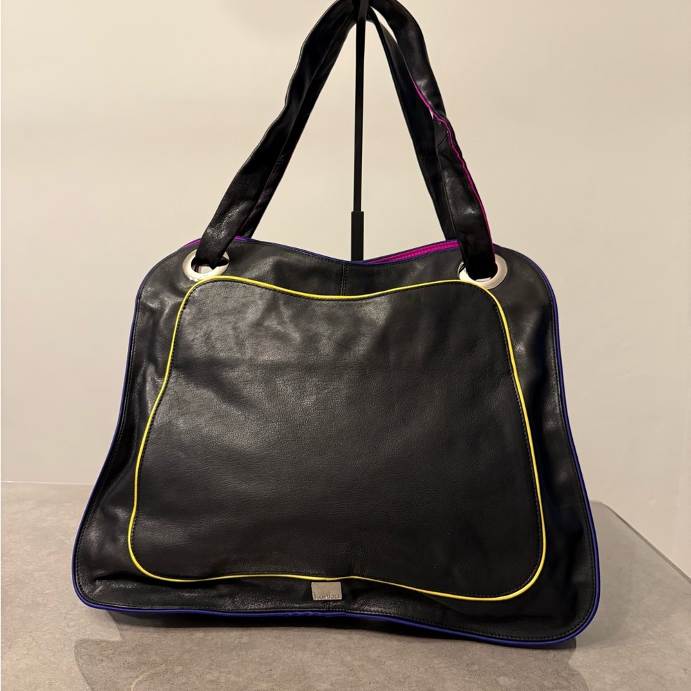 Stylish Kooba Black Leather Tote Bag